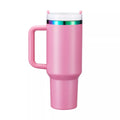40oz Tumbler w/ Removable Handle — Peony Pink to Iridescent - personalized by NewMX LLC, Santa Fe NM