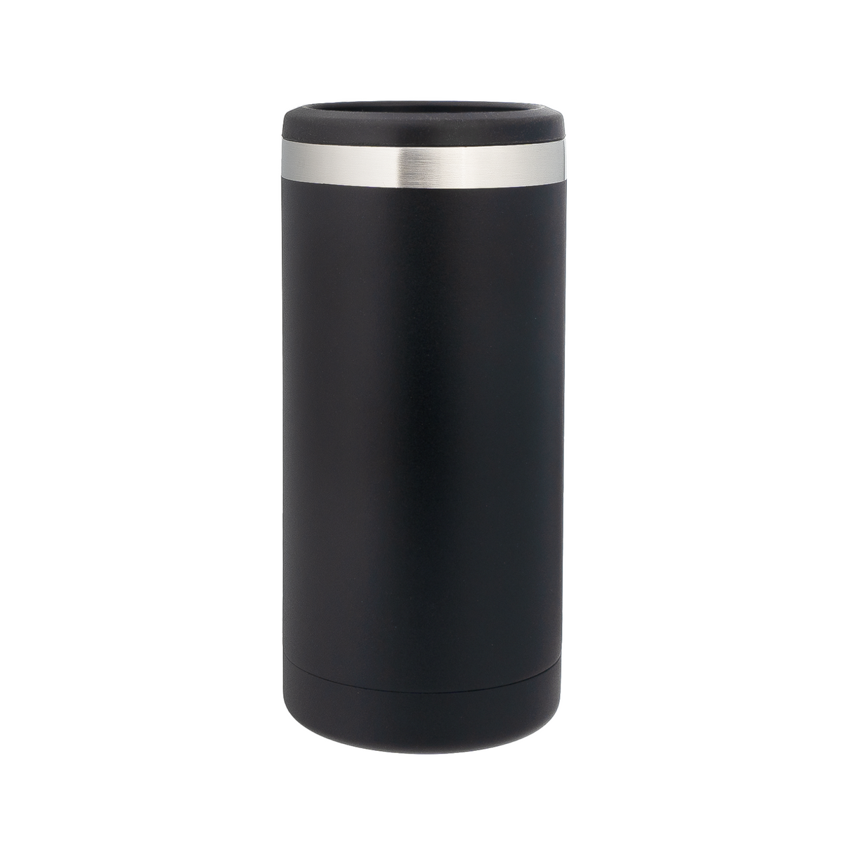 Slim Can Cooler — Black to Silver - personalized by NewMX LLC, Santa Fe NM