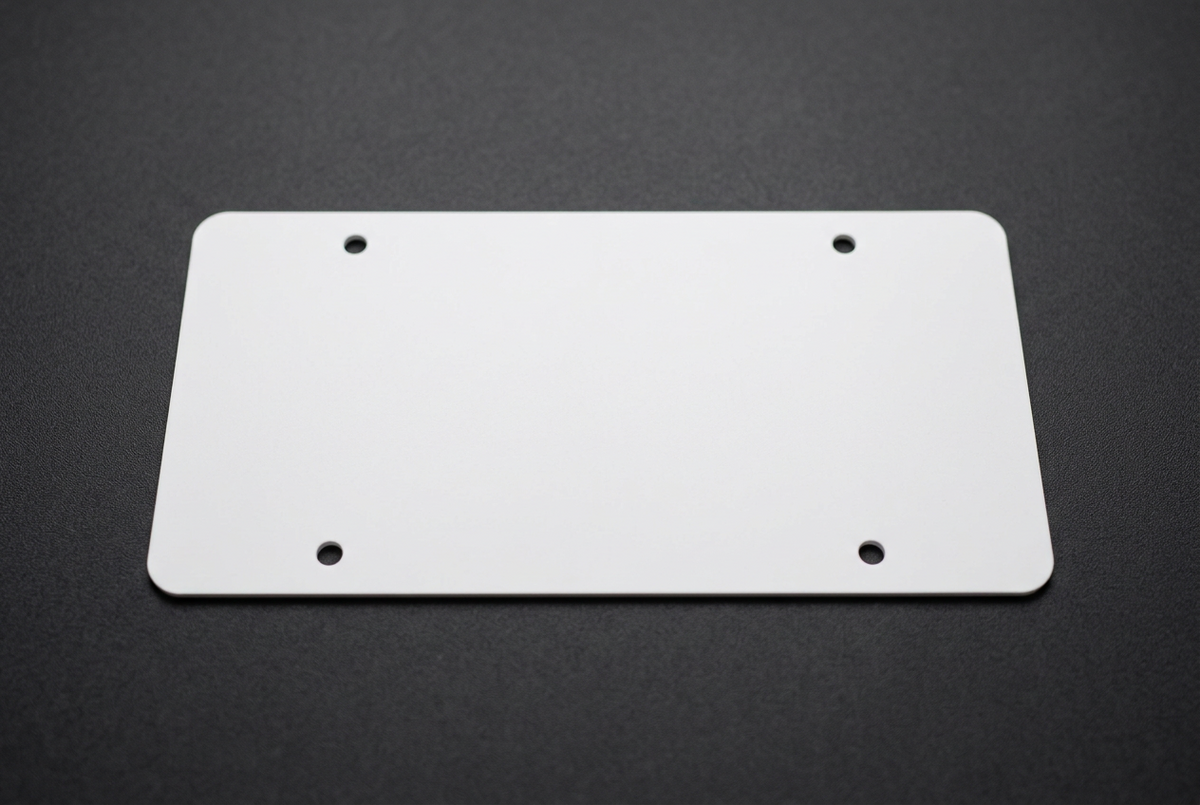 White Plastic License Plate