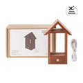 House-Shaped Sapele Wood LED Light Base - personalized by NewMX LLC, Santa Fe NM
