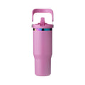30oz Tumbler w/ Handle & Straw — Peony Pink to Iridescent - personalized by NewMX LLC, Santa Fe NM